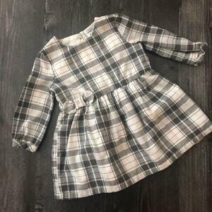 Carter’s gray plaid dress with gold accents long sleeve